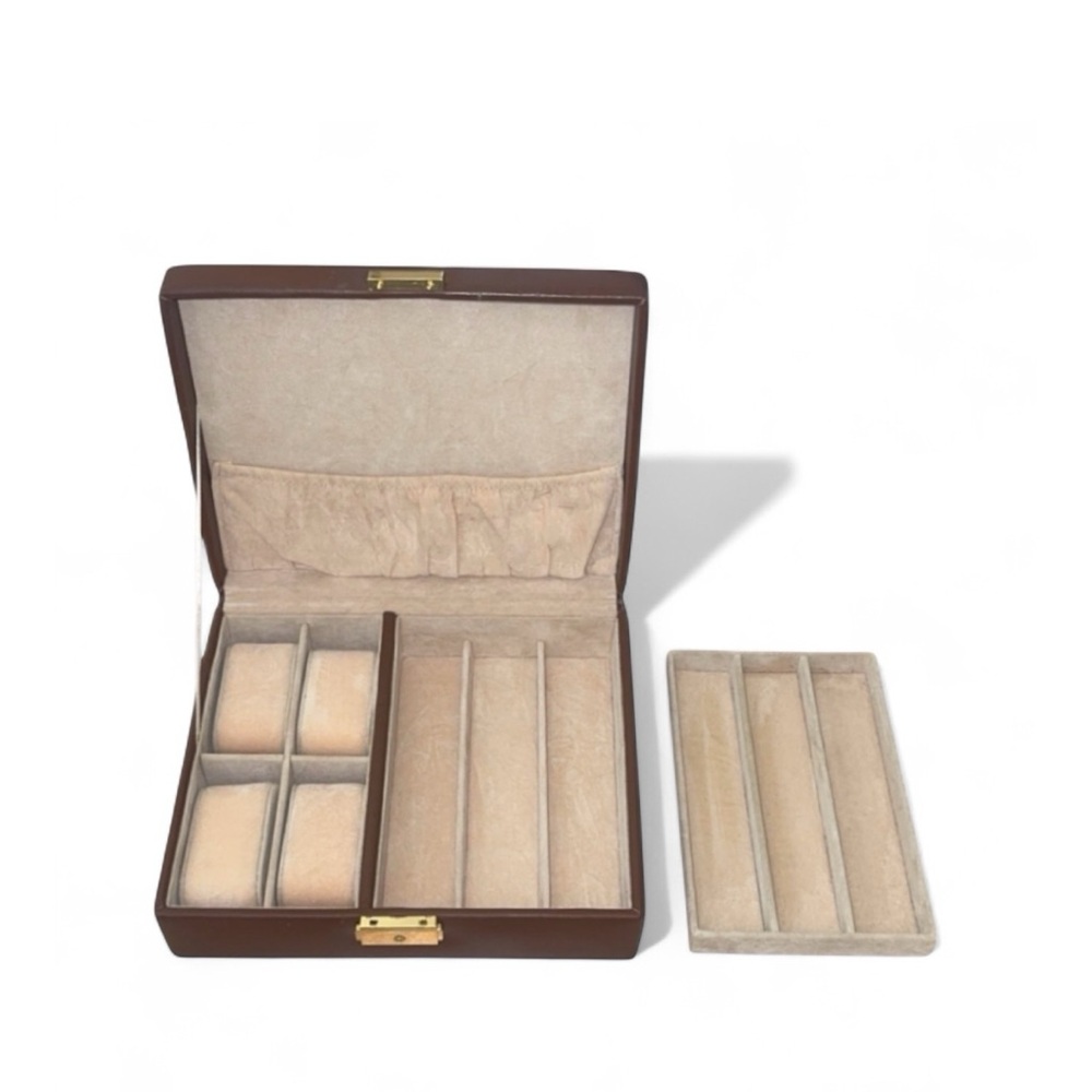 Vintage Italian Budd Brown Leather‎ Watch Jewelry Storage Box
